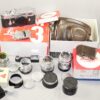 Leica M3 Single Stroke chrome late camera W/4 x Leica chrome lenses, hoods, filters, boxes, cases Nice Complete Mint- outfit / SOLD