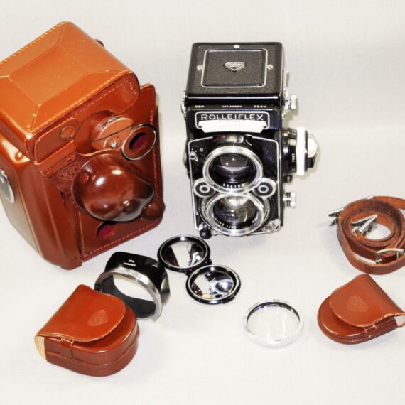 Rolleiflex 2.8F Planar TLR Camera W. Rollei Original Case, Rollei Body Cap, Rollei filter & Hood Mint- / SOLD
