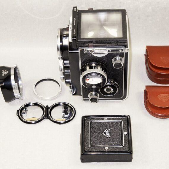 Rolleiflex 2.8F Planar TLR Camera W. Rollei Original Case, Rollei Body Cap, Rollei filter & Hood Mint- / SOLD