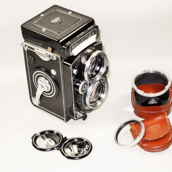 Rolleiflex 2.8F Planar TLR Camera W. Rollei Original Case, Rollei Body Cap, Rollei filter & Hood Mint- / SOLD