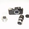 Leica I(A) Nr.34921 converted to Leica II black chrome with Leica 50mm & 90mm lenses nice Ex++ set. / Free shipping
