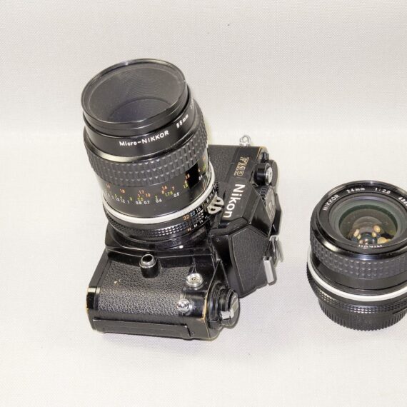 Nikon FM2 N black paint with 2 Nikon lenses 24mm & 55mm Macro lens Ex+/++ / Free shipping