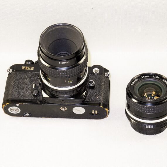 Nikon FM2 N black paint with 2 Nikon lenses 24mm & 55mm Macro lens Ex+/++ / Free shipping