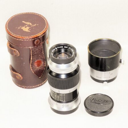 Leica 90mm Wollensak Ser. II black  chrome E.Leitz New York Mint- W/Case ,Hood , Caps M-
