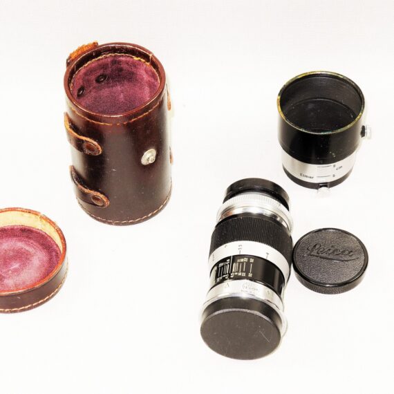 Leica 90mm Wollensak Ser. II black chrome E.Leitz New York Mint- W/Case ,Hood , Caps M-