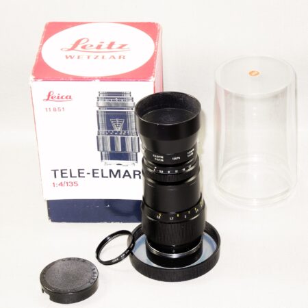 Leica 135/4 Tele-Elmarit-M Cat #11851 Sold with Leica box,hood,caps and filter Ex++/Mint- / Free shipping (USA)