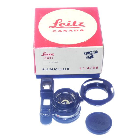 Leica 35/1,4 Summilux RF black M lens (black paint infinity lock) Sold w/Leica original box, Leica vented hood, Leica caps, Mint- Rare lens / Call or email for price / RARE