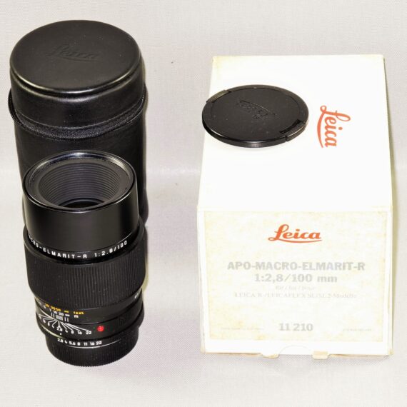Leica 100/2.8 Apo Macro Elmarit-R 3 cam  lens,(E60) Cat# 11210 Mint- Sold with box,case, caps (Just CLA)/ Free shipping  (USA)