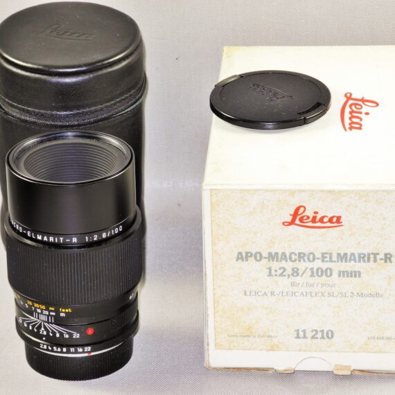 Leica 100/2.8 Apo Macro Elmarit-R 3 cam  lens,(E60) Cat# 11210 Mint- Sold with box,case, caps (Just CLA)/ Free shipping  (USA)