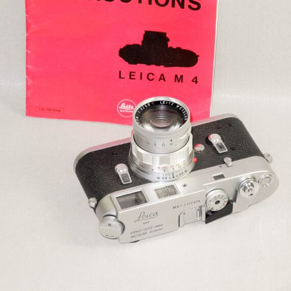 Leica M4 chrome camera (1967) Ex+/++ in Leica case & Leica 50MM SUMMICRON F2 RIGID DUAL SCALE (1965) Mint- W/Leica Metal Hood,Caps Nice set / SOLD