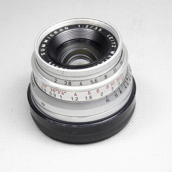 Leica 35/2 Summicron 8 Elements chrome lens German Made w/Caps & Leica Hood Ex++/Mint- / Free shipping /SOLD