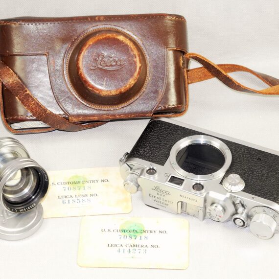Leica IIIC Camera with Leica 5cm f2 Summitar lens,cap,cards & leather case 1946 set Ex++ / Free Shipping (USA)