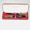 1943 Eversharp “fifth Avenue” lever filler fountain pen and pencil set in black with 14k Solid caps, fine nib, Nice Set ! SOLD