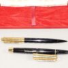 1943 Eversharp “fifth Avenue” lever filler fountain pen and pencil set in black with 14k Solid caps, fine nib, Nice Set ! SOLD
