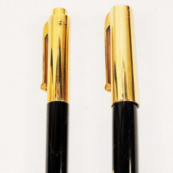 1943 Eversharp “fifth Avenue” lever filler fountain pen and pencil set in black with 14k Solid caps, fine nib, Nice Set ! SOLD
