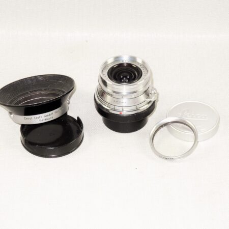 Leica 21/4 Super-Angulon-M Chrome German lens Sold with Leica IWKOO hood,filter,caps  & Leica metal 21mm finder Ex++/Mint- nice lens / Free shipping