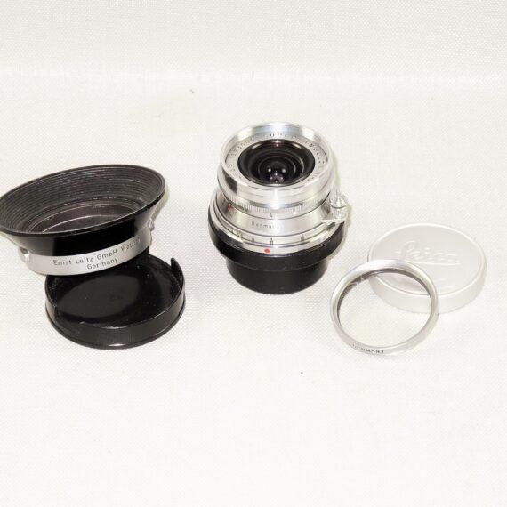 Leica 21/4 Super-Angulon-M Chrome German lens Sold with Leica IWKOO hood,filter,caps  & Leica metal 21mm finder Ex++/Mint- nice lens / Free shipping