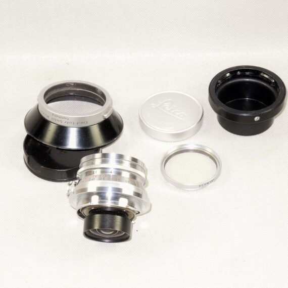 Leica 21/4 Super-Angulon-M Chrome German lens Sold with Leica IWKOO hood,filter,caps  & Leica metal 21mm finder Ex++/Mint- nice lens / Free shipping