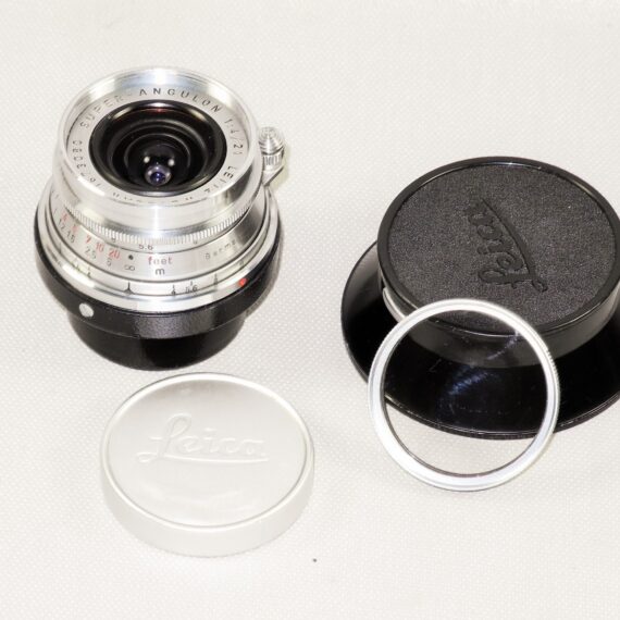 Leica 21/4 Super-Angulon-M Chrome German lens Sold with Leica IWKOO hood,filter,caps  & Leica metal 21mm finder Ex++/Mint- nice lens / Free shipping