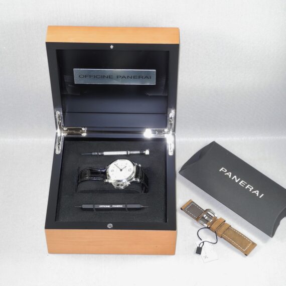 Panerai Luminor Marina White face watch, with original box, manual, 2 screw-drivers and extra unused strap Nice! / Free Shipping