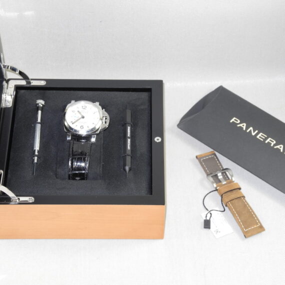 Panerai Luminor Marina White face watch, with original box, manual, 2 screw-drivers and extra unused strap Nice! / Free Shipping