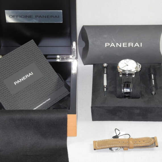 Panerai Luminor Marina White face watch, with original box, manual, 2 screw-drivers and extra unused strap Nice! / Free Shipping