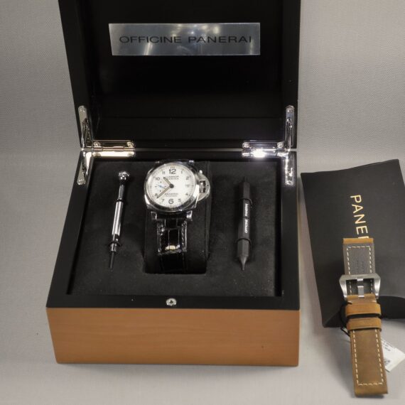 Panerai Luminor Marina White face watch, with original box, manual, 2 screw-drivers and extra unused strap Nice! / Free Shipping