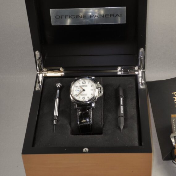 Panerai Luminor Marina White face watch, with original box, manual, 2 screw-drivers and extra unused strap Nice! / Free Shipping