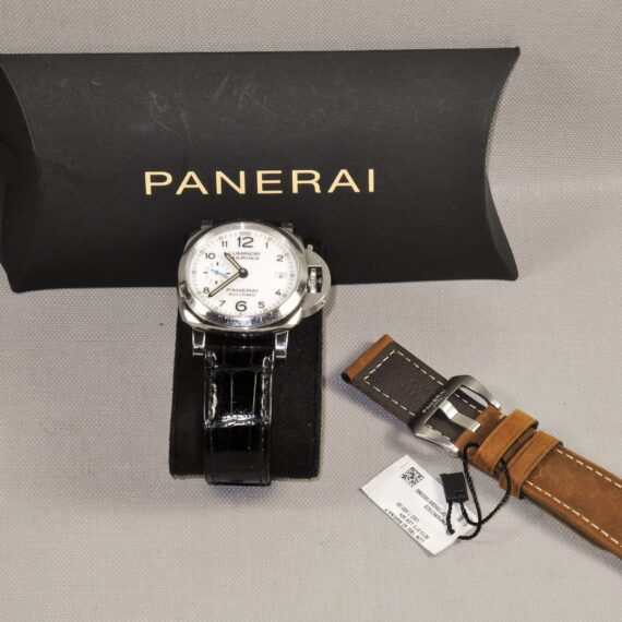 Panerai Luminor Marina White face watch, with original box, manual, 2 screw-drivers and extra unused strap Nice! / Free Shipping