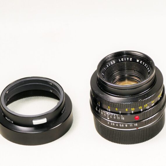 Leica 50/2 Summicron-R 1 cam lens with Leica 12564 metal hood Ex+/++ / SOLD