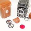 Rollei 80/2,8 Planar TLR camera with case,Red filter,Rolleinar 3 Bay 3 filters Ex+/++