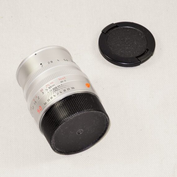 Leica 50/2 Summicron-M chrome latest E39 M lens, W/built in hood & with Leica caps Mint- / Free shipping (USA)