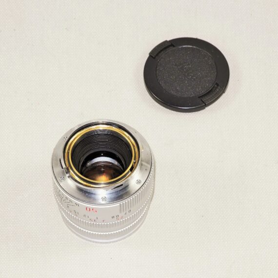 Leica 50/2 Summicron-M chrome latest E39 M lens, W/built in hood & with Leica caps Mint- / Free shipping (USA)