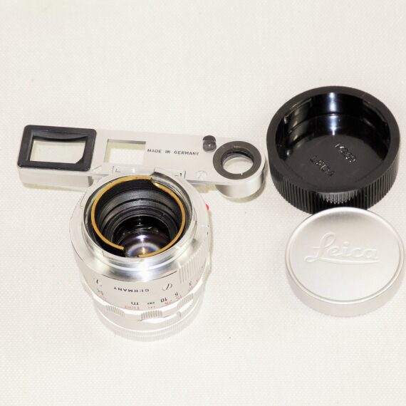 Leica 50/2 Summicron Dual Range Chrome M mount lens Sold with close-up eyes and Leica caps Ex++/Mint-