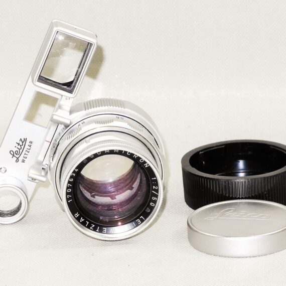Leica 50/2 Summicron Dual Range Chrome M mount lens Sold with close-up eyes and Leica caps Ex++/Mint-