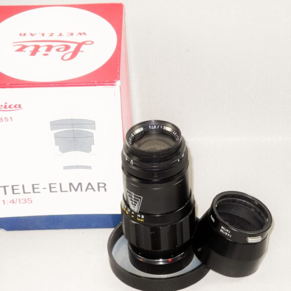 Leica 135/4 Tele-Elmar-M black lens (1966) Made in Germany, Sold with Leica box, Leica hood Ex++