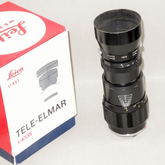 Leica 135/4 Tele-Elmar-M black lens (1966) Made in Germany, Sold with Leica box, Leica hood Ex++