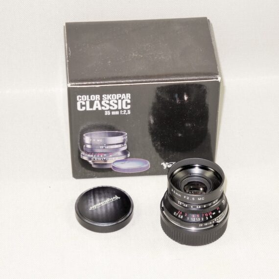 Voigtlander 35/2,5 MC Color Skopar Classic black lens with Leica M adapt in box Mint-