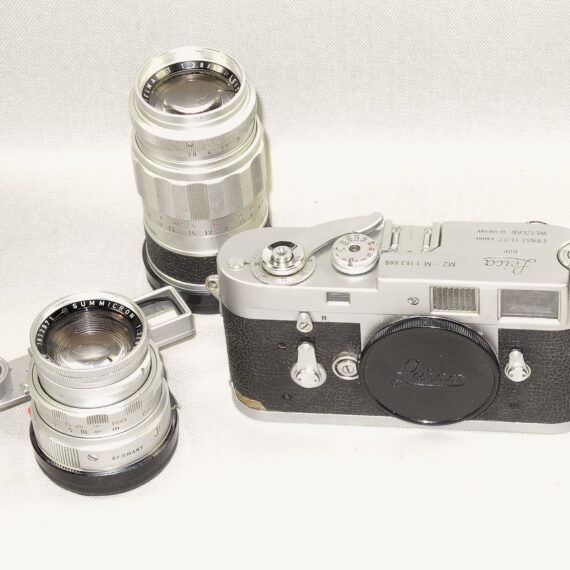 Leica M2-M chrome RARE camera Sold with: Leica 50/2 Summicron Dual Range,Leica 90/2,8 Elmarit-M Ex+ & Leica 135mm lenses/ Nice set /ON HOLD