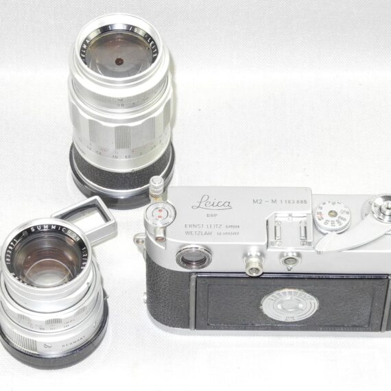 Leica M2-M chrome RARE camera Sold with: Leica 50/2 Summicron Dual Range,Leica 90/2,8 Elmarit-M Ex+ & Leica 135mm lenses/ Nice set /ON HOLD