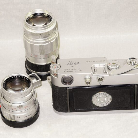 Leica M2-M chrome RARE camera Sold with: Leica 50/2 Summicron Dual Range,Leica 90/2,8 Elmarit-M Ex+ & Leica 135mm lenses/ Nice set /ON HOLD