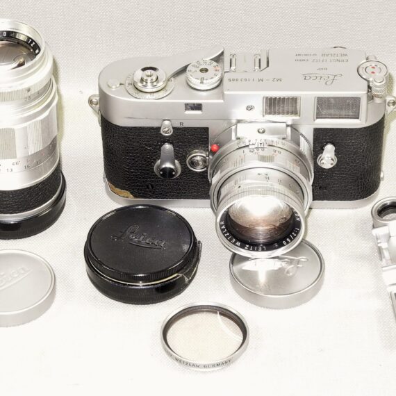 Leica M2-M chrome RARE camera Sold with: Leica 50/2 Summicron Dual Range,Leica 90/2,8 Elmarit-M Ex+ & Leica 135mm lenses/ Nice set /ON HOLD