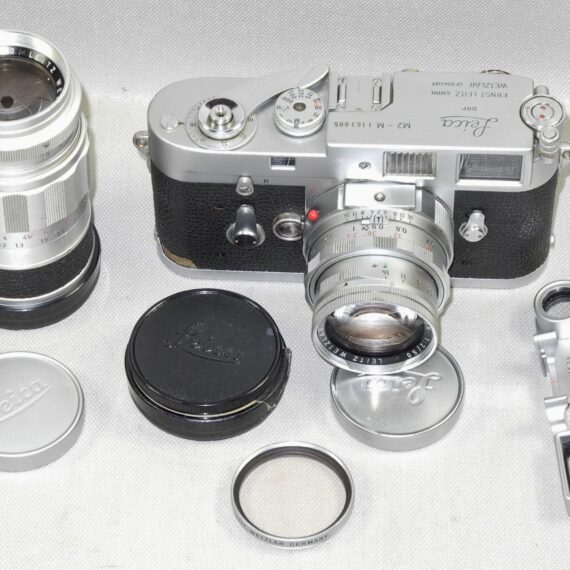 Leica M2-M chrome RARE camera Sold with: Leica 50/2 Summicron Dual Range,Leica 90/2,8 Elmarit-M Ex+ & Leica 135mm lenses/ Nice set /ON HOLD