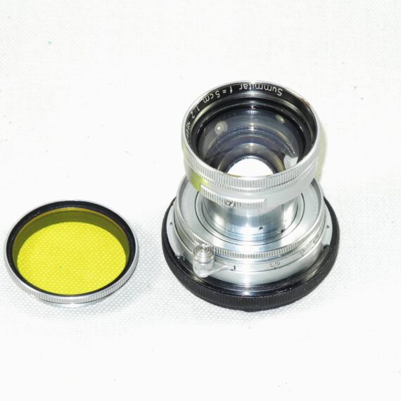 Leica 50/2 Summitar collapsible lens (1948) with Leica yellow filter & SM to M adapt. Ex+/++