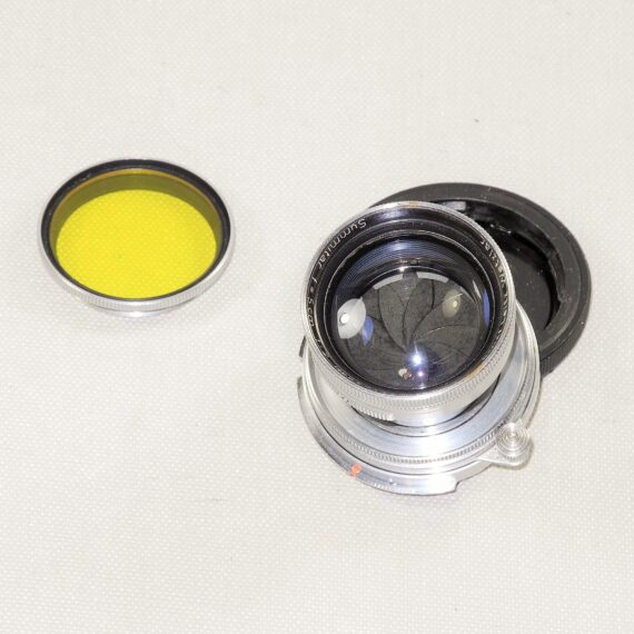 Leica 50/2 Summitar collapsible lens (1948) with Leica yellow filter & SM to M adapt. Ex+/++