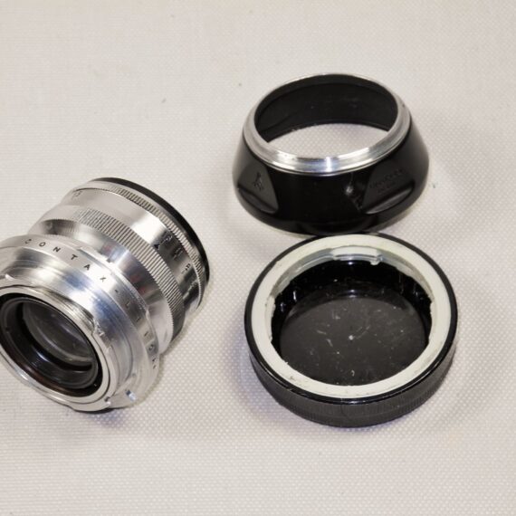 Zeiss 50/1,5 Sonnar chrome vintage lens with Contax-M mount adaptor and with hood Ex++ / Free shipping