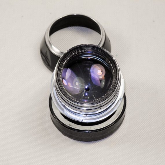 Zeiss 50/1,5 Sonnar chrome vintage lens with Contax-M mount adaptor and with hood Ex++ / Free shipping