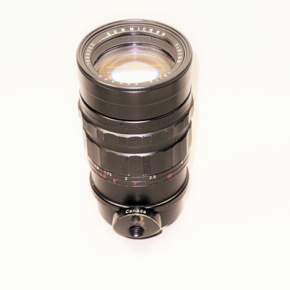 Leica 90mm F/2 Summicron Black Paint Ver.1 Leitz Canada in Screw-Mount, Extremely RARE lens with case and filter Ex++/Mint- / Free shipping