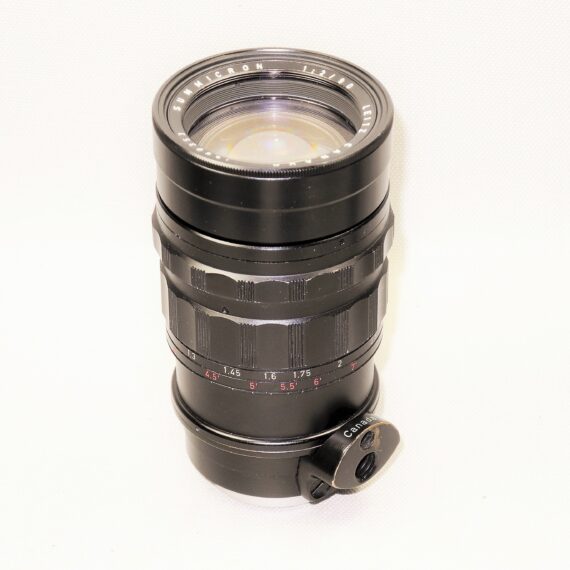 Leica 90mm F/2 Summicron Black Paint Ver.1 Leitz Canada in Screw-Mount, Extremely RARE lens with case and filter Ex++/Mint- / Free shipping