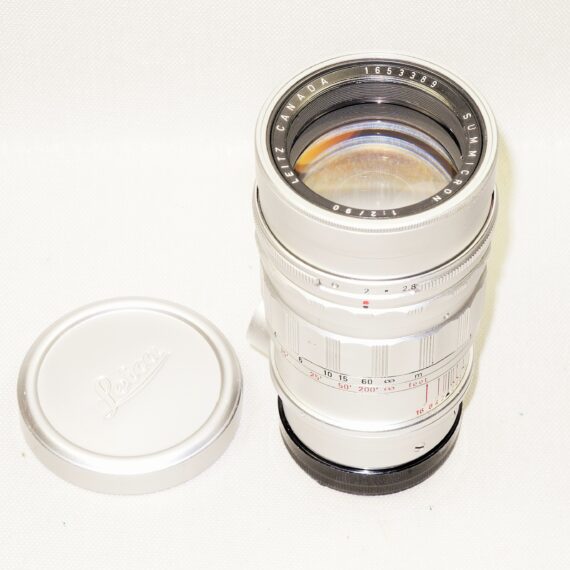 Leica 90mm f/2 Summicron Version 1 Canada Chrome SEOOF- Pre-Set M (1959) lens Mint-